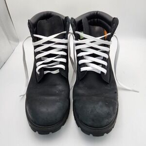 Timberland 6 Inch Premium Mens 10.5 Boot Black Leather Ankle Round Toe Combat